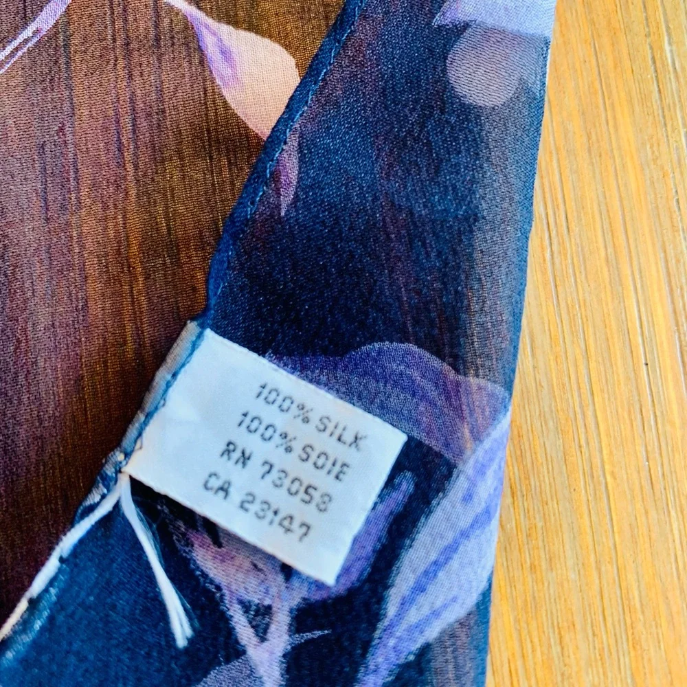 Silk Floral Blue purple long Scarf